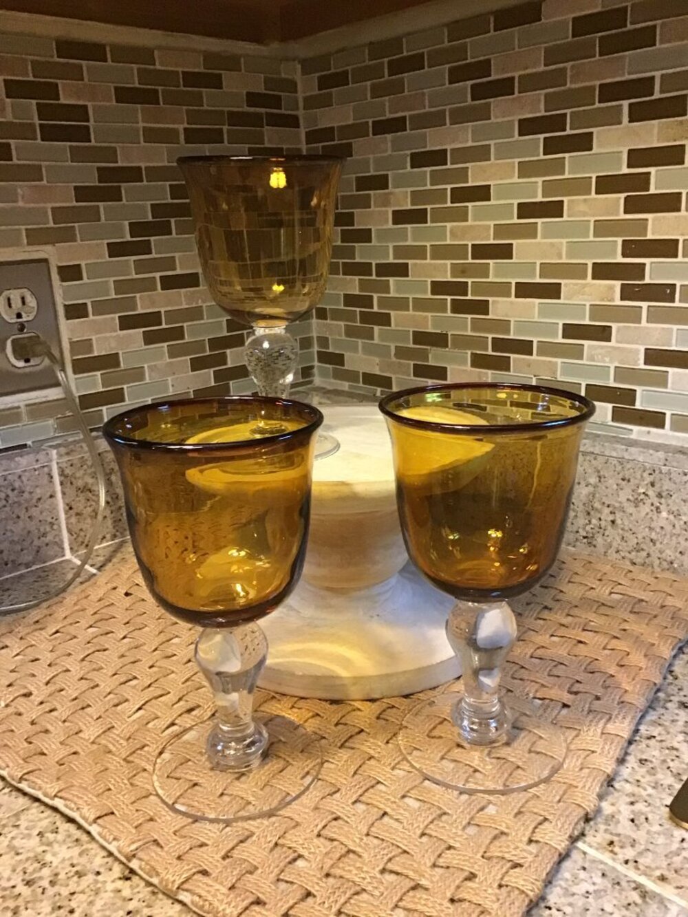 Set of 3 Amber Wine Goblet replacements